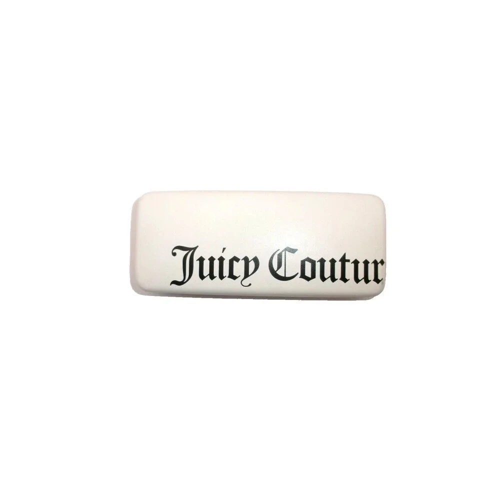 Juicy Couture White Eyeglass Glasses Case Black Lettering Pink Lining Hard Shell